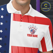 Load image into Gallery viewer, Red, White and Blue American Flag Bowling Shirts For Men Custom Patriotic Bowling Team Jerseys NQS11157