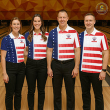 Load image into Gallery viewer, Red, White and Blue American Flag Bowling Shirts For Men Custom Patriotic Bowling Team Jerseys NQS11157
