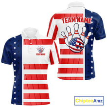 Load image into Gallery viewer, Red, White and Blue American Flag Bowling Shirts For Men Custom Patriotic Bowling Team Jerseys NQS11157