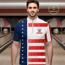Load image into Gallery viewer, Red, White and Blue American Flag Bowling Shirts For Men Custom Patriotic Bowling Team Jerseys NQS11157
