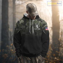 Load image into Gallery viewer, Black green camo American Flag Customize Name Patriotic Deer Hunting 3D All Over Printed Shirts NQS11360