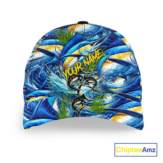 Marlin fishing blue scales Custom fishing hat Unisex Fishing Baseball Angler hat cap NQS11362