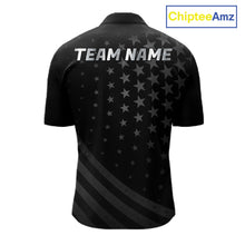 Load image into Gallery viewer, Custom Black American Flag Bowling Team Shirts For Men, Personalized patriotic Bowling League Shirts NQS11706