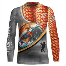 Load image into Gallery viewer, Redfish red drum fishing scales personalized saltwater fishing shirts, sun protection fishing apparel NQS3289