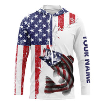 Load image into Gallery viewer, American flag Largemouth Bass patriotic fishing Custom Bass tournament long sleeves fishing shirts NQS5391