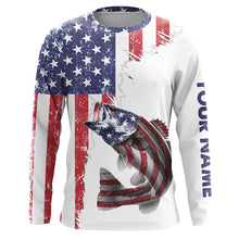 Load image into Gallery viewer, American flag Largemouth Bass patriotic fishing Custom Bass tournament long sleeves fishing shirts NQS5391