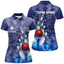 Load image into Gallery viewer, Blue light triangle pattern Women bowling shirts Custom bowling camo Team Jerseys, gift for Bowlers NQS7577