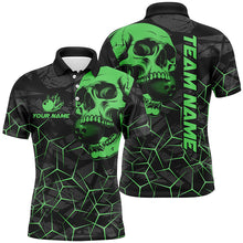 Load image into Gallery viewer, Black Skull camo bowling shirt for men custom bowling team jerseys, gifts for bowlers | Green NQS7715