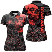 Load image into Gallery viewer, Black Skull camo bowling shirt for women custom bowling team jerseys, gifts for bowlers | Red NQS7716