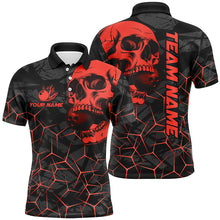 Load image into Gallery viewer, Black Skull camo bowling shirt for men custom bowling team jerseys, gifts for bowlers | Red NQS7716