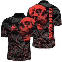 Load image into Gallery viewer, Black Skull camo bowling shirt for men custom bowling team jerseys, gifts for bowlers | Red NQS7716