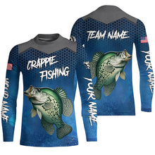 Load image into Gallery viewer, Blue camo Crappie fishing Custom performance long sleeve team Crappie fishing tournament shirts NQS7717