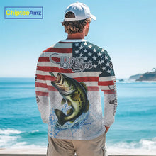 Load image into Gallery viewer, American Flag Largemouth Bass Fishing Custom Bass Fishing tournament Shirt, patriotic Bass jersey NQS10981