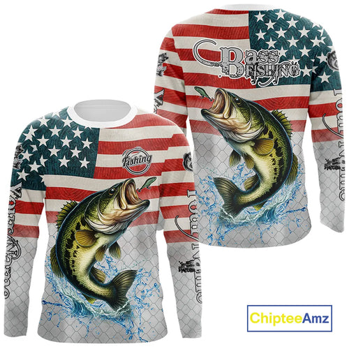 American Flag Largemouth Bass Fishing Custom Bass Fishing tournament Shirt, patriotic Bass jersey NQS10981