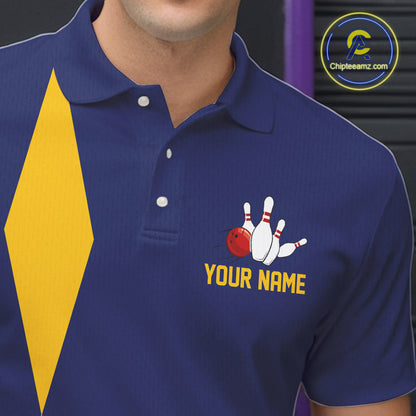 Personalized Yellow and Blue Retro Bowling Shirts For Men custom vintage bowling team jerseys NQS11165