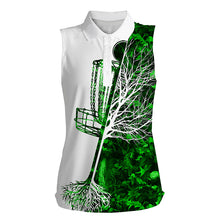 Load image into Gallery viewer, Womens disc golf sleeveless polo shirt muti color camo disc golf basket, gifts for disc golf lovers NQS4632