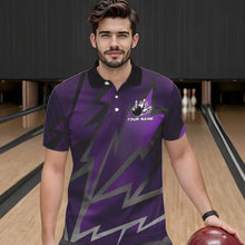 Load image into Gallery viewer, Purple Lightning Thunder Storm Team bowling shirts for Men custom bowling Polo, Quarter zip jerseys NQS9625