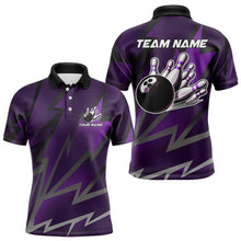 Load image into Gallery viewer, Purple Lightning Thunder Storm Team bowling shirts for Men custom bowling Polo, Quarter zip jerseys NQS9625
