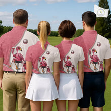 Load image into Gallery viewer, Custom Funny Pink Flamingo Drink Wine Golf Polo Shirts For Men, Flamingo Mens Golf tops NQS11711