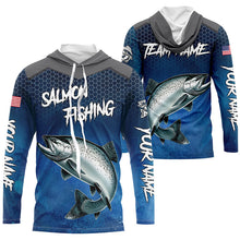 Load image into Gallery viewer, Blue camo Chinook Salmon fishing Custom performance long sleeve team Salmon fishing tournament shirts NQS7727