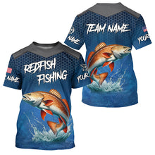 Load image into Gallery viewer, Blue camo Redfish fishing Custom performance long sleeve team Red Drum fishing tournament shirts NQS7728