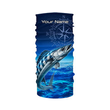 Load image into Gallery viewer, Personalized Wahoo Blue Long Sleeve Performance Fishing Shirts, compass tournament UV protection Shirt NQS5850