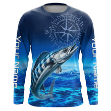 Load image into Gallery viewer, Personalized Wahoo Blue Long Sleeve Performance Fishing Shirts, compass tournament UV protection Shirt NQS5850