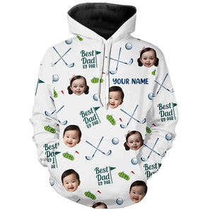 Personalized Best Dad By Par Golf Hoodies, Custom Kids Face Photo Shirt For Dad, Father's Day Gift NQS8617