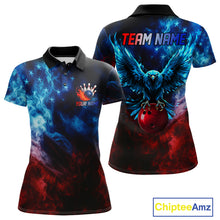 Load image into Gallery viewer, Smoke American Flag Eagle Bowling Shirts For Women Custom patriotic Bowling Team Polo, 1/4 zip Jersey NQS11179