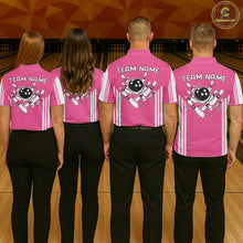 Load image into Gallery viewer, Custom Retro Pink Bowling Polo Shirts, Bowling 1/4 zip jersey For Women, Team Bowling League jerseys NQS11589