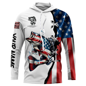 Largemouth bass fishing American flag UV protection Customize long sleeves fishing shirts NQS1561