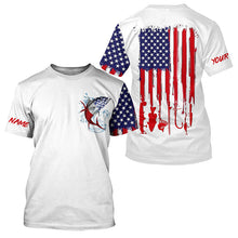 Load image into Gallery viewer, American flag Tuna fishing personalized patriotic UV Protection saltwater Tuna Fishing Shirts for men NQS5624