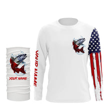 Load image into Gallery viewer, American flag chinook salmon fishing personalized patriotic UV Protection salmon Fishing Shirt for men NQS5625