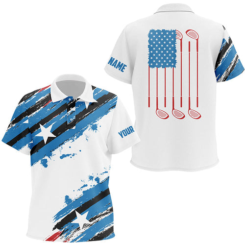 Red white & blue American flag Kid golf polo shirts Custom Kid golf clothing, Patriotic Golf Gifts NQS7739