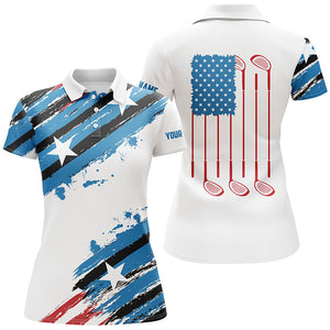 Red white & blue American flag Women Golf Polo Shirt Custom womens golf clothing, Patriotic Golf Gifts NQS7739