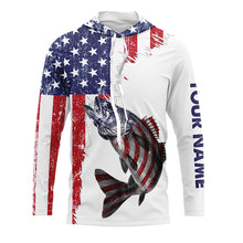 Load image into Gallery viewer, American flag Walleye patriotic fishing Custom Walleye tournament long sleeves fishing shirts NQS5864