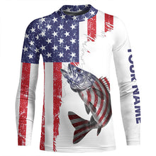 Load image into Gallery viewer, American flag Walleye patriotic fishing Custom Walleye tournament long sleeves fishing shirts NQS5864