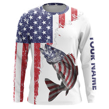 Load image into Gallery viewer, American flag Walleye patriotic fishing Custom Walleye tournament long sleeves fishing shirts NQS5864