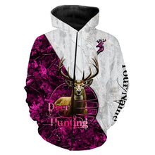 Load image into Gallery viewer, Deer Hunting Pink Winter Camo Customize name Hunting apparel gift for deer hunting lovers NQS665