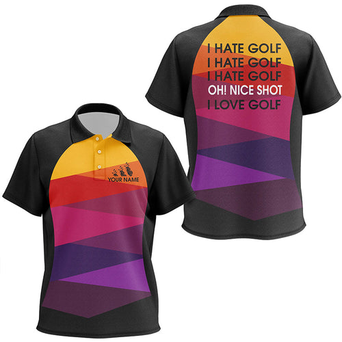 Colorful pattern Kid golf polo shirts custom I hate golf nice shot I love golf Kid golf tops NQS8849