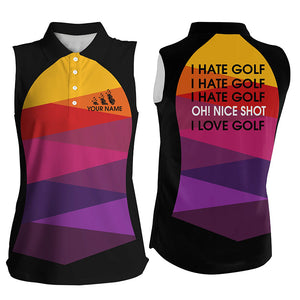 Colorful pattern Women sleeveless polo shirt custom I hate golf nice shot I love golf ladies golf tops NQS8849