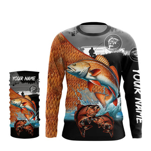 Redfish fishing scales customize performance long sleeves Fishing shirts, Red drum fishing jerseys NQS6955