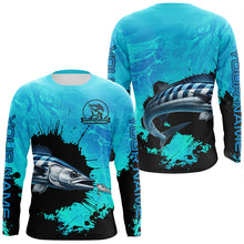 Load image into Gallery viewer, Personalized Wahoo fishing Performance long sleeve Fishing Shirt, Wahoo fishing jerseys | Blue NQS6976