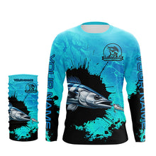 Load image into Gallery viewer, Personalized Wahoo fishing Performance long sleeve Fishing Shirt, Wahoo fishing jerseys | Blue NQS6976