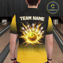 Load image into Gallery viewer, Personalized black and yellow bowling shirt for men lightning thunder custom bowling gifts for men NQS11377