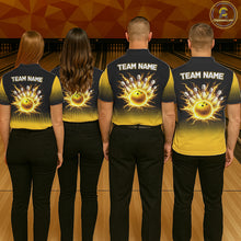 Load image into Gallery viewer, Personalized black and yellow bowling shirt for men lightning thunder custom bowling gifts for men NQS11377