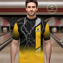 Load image into Gallery viewer, Personalized black and yellow bowling shirt for men lightning thunder custom bowling gifts for men NQS11377