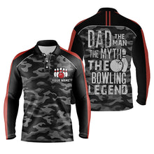 Load image into Gallery viewer, Mens polo bowling shirts Custom black camo Bowling Team Jersey dad the man the myth bowling legend NQS5636