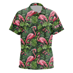 Pink Flamingo Tropical Pattern Kid golf polo shirts Custom Golf Shirts For Kid Golf Gifts NQS7742