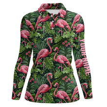 Load image into Gallery viewer, Pink Flamingo Tropical Pattern Women Golf Polo Shirts Custom Golf Shirts For Ladies Golf Gifts NQS7742